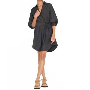 NEW BROCHU WALKER kate belted dress in washed black